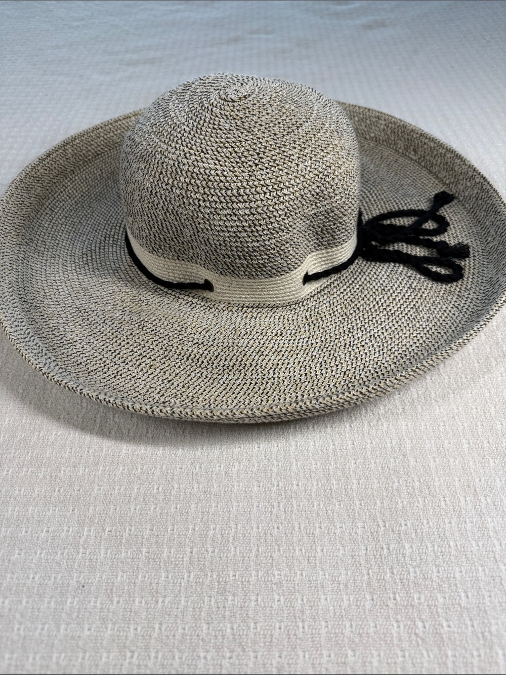 Caribbean Joe black and cream woven sun hat beach, cruise, vacation